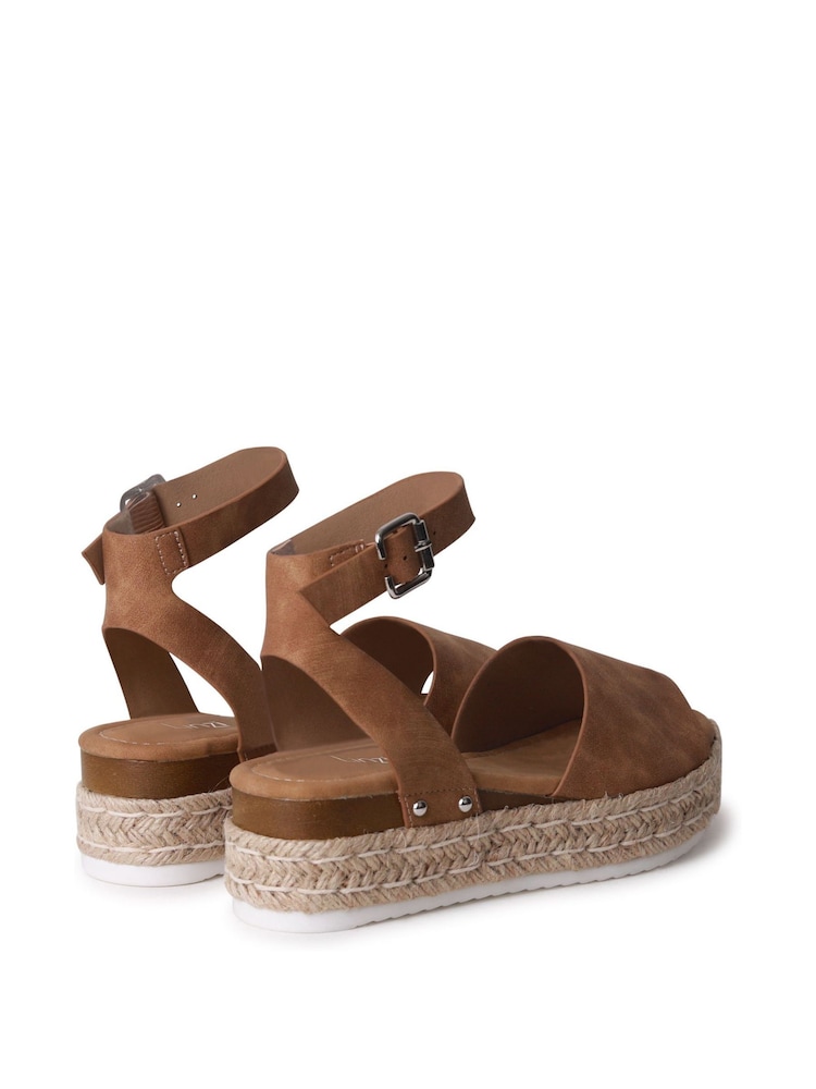 Tan - Linzi Luna Zweiteilige Sandalen aus Nubukleder mit Plateau-Keilabsatz im Espadrille-Stil - Bild 4 von 4