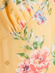 Quiz Yellow Multi Chiffon Floral Frill Maxi Dress - Image 5 of 5