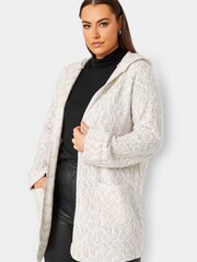 Yours Curve Neutral Luxury Hooded Faux Fur Jacket - Image 1 of 5