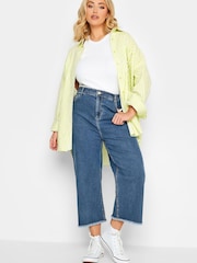 Yours Curve Blue Cropped Wide Leg Jean - Image 2 of 2