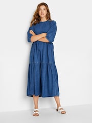 Long Tall Sally Blue Mid Wash Tiered Midi Dress - Image 2 of 4