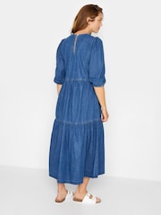 Long Tall Sally Blue Mid Wash Tiered Midi Dress - Image 3 of 4