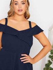 Yours Curve Blue London High Low Bardot Dress - Image 4 of 4