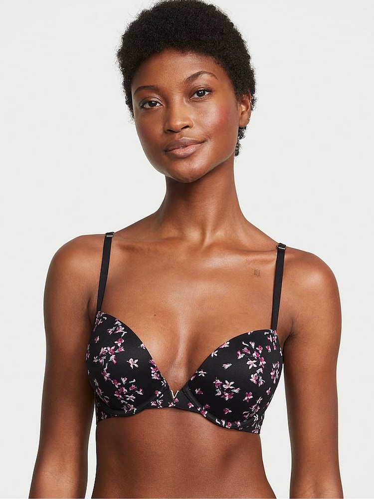 Victoria's Secret Black Floral Push Up Bra - Image 1 of 1