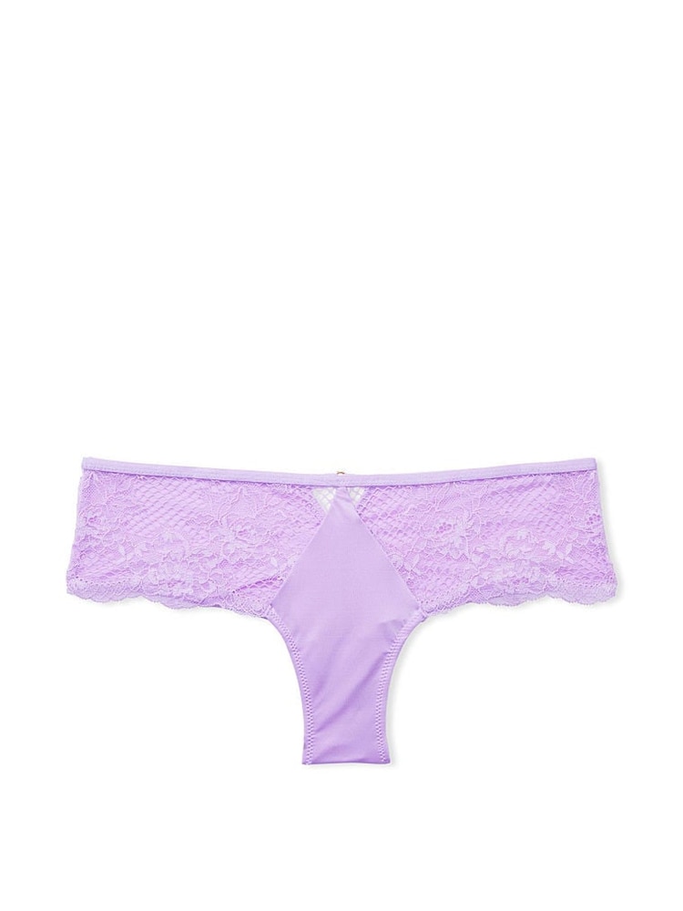 Victoria's Secret Silky Lilac Purple Fishnet Mesh Cheeky Lace Thong Knickers - Image 3 of 3