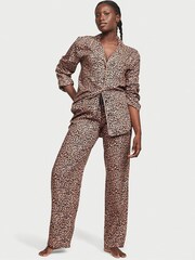 Victoria's Secret Leopard Brown Flannel Long Pyjamas - Image 1 of 3