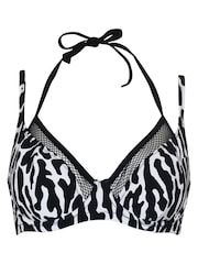 Pour Moi Black Zebra Print Padded Glamazon Bikini Top - Image 3 of 4