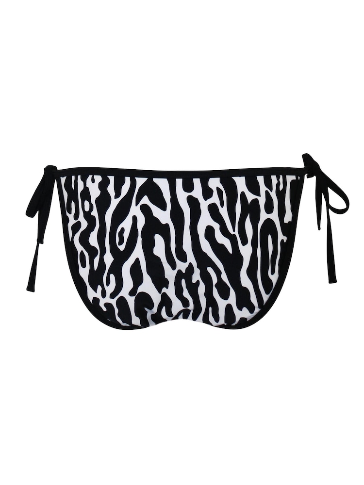 Pour Moi Black Zebra Print Tie Side Glamazon Bikini Brief - Image 4 of 4