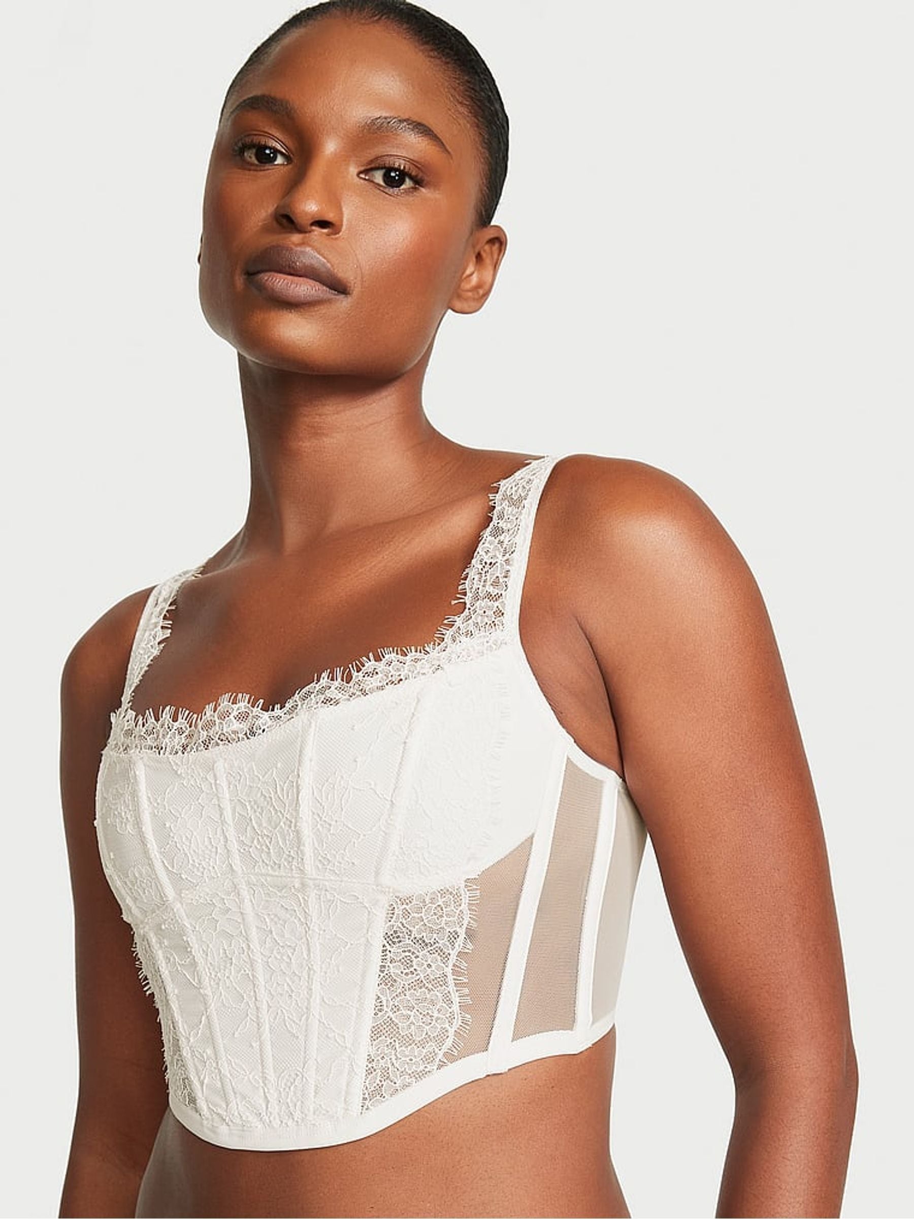 Buy Victoria s Secret Coconut White Lace Corset Corset Top from Next Denmark