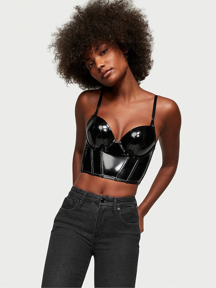 Victoria's Secret Black Leather Corset Bra Top - Image 1 of 5