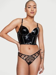 Victoria's Secret Black Leather Corset Bra Top - Image 3 of 5