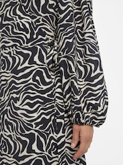 OBJECT Black Abstract Print Long Sleeve Wrap Midi Dress - Image 4 of 5