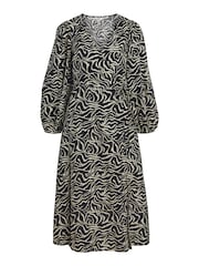 OBJECT Black Abstract Print Long Sleeve Wrap Midi Dress - Image 5 of 5