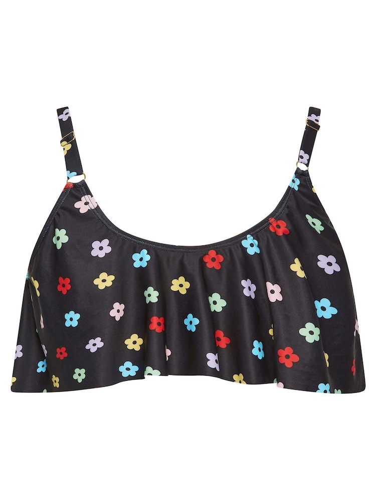 Yours Curve Black Frill Bikini Top - Image 5 of 5
