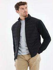 Threadbare Black Luxe Quilted Hybrid Jacket - Image 1 of 6