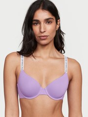 Victoria's Secret Secret Crush Purple Lightly Lined Demi Logo Strap T-Shirt Bra - Image 1 of 3