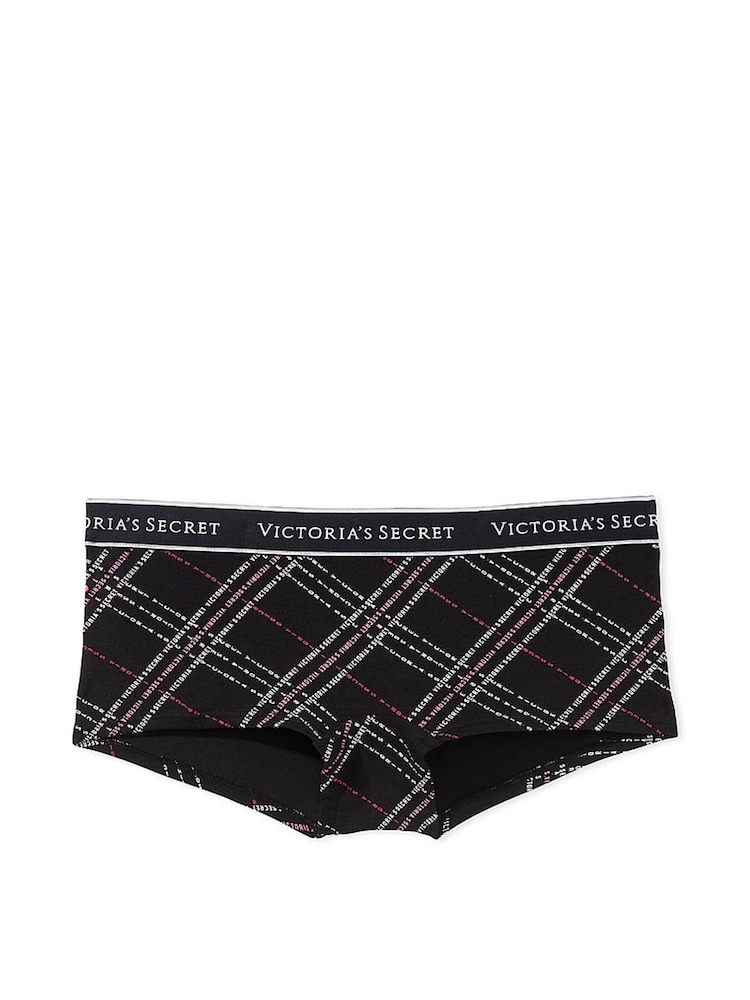 Victoria's Secret Black Logo Plaid Short Logo Knickers - Image 3 of 3 Victoria's Secret Black Logo Plaid Short Logo Knickers - Image 3 of 3