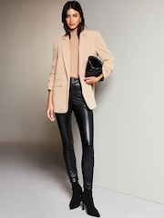 Lipsy Black Faux Leather Petite High Waist Sculpt, Slim and Shape Skinny Jeans - Image 3 of 3