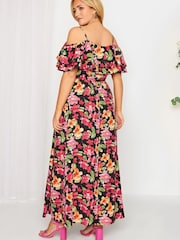 Yours Curve Black London Floral Cold Shoulder Maxi Dress - Image 4 of 5