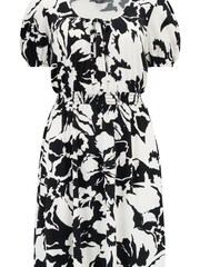 Pour Moi Black/ White Evangeline Gathered Neckline Recycled Slinky Jersey Dress - Image 4 of 5
