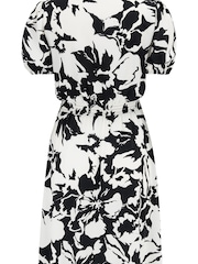 Pour Moi Black/ White Evangeline Gathered Neckline Recycled Slinky Jersey Dress - Image 5 of 5