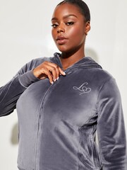 Lipsy Kapuzenjacke aus Velours mit Reißverschluss und gesticktem Aufnäher - Bild 4 von 4
