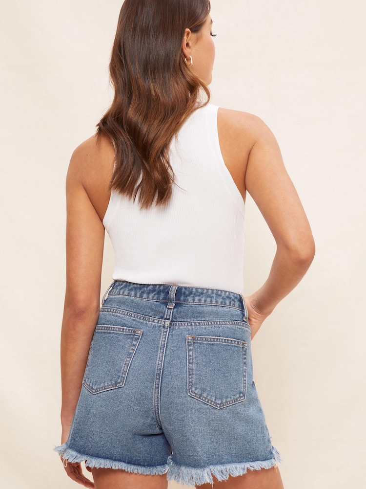 Friends Like These Blue Summer Distressed Denim Short - Image 4 of 4