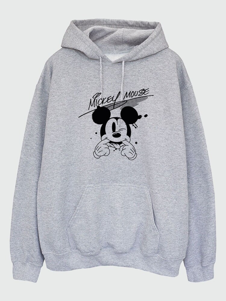 Brands In GREY Mickey Mouse Funny Face Men Heather Grey  Disney Hoodie - Image 1 of 3
