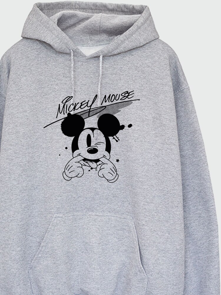 Brands In GREY Mickey Mouse Funny Face Men Heather Grey  Disney Hoodie - Image 2 of 3