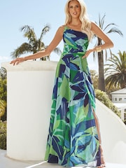 Lipsy Tropical Print One Shoulder Maxi Dress - Image 1 of 1