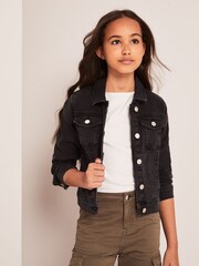 Lipsy Washed Black Denim Jacket - Image 1 of 4