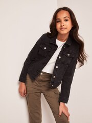 Lipsy Washed Black Denim Jacket - Image 3 of 4