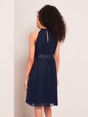 Lipsy Navy Pleated Chiffon Occasion Dress - Image 3 of 4