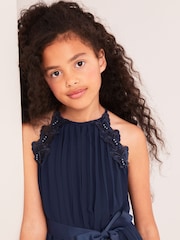 Lipsy Navy Pleated Chiffon Occasion Dress - Image 4 of 4