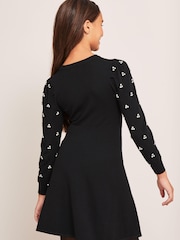 Lipsy Black Embellished Knitted Dress - Image 3 of 4