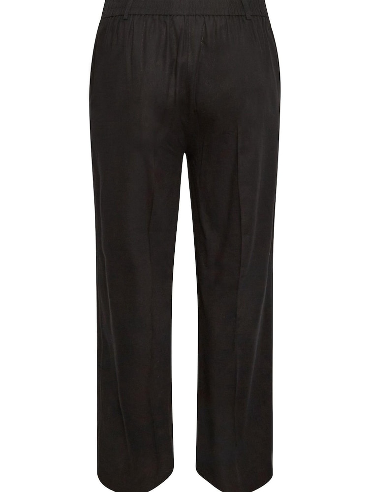Yours Curve Black Linen Blend Wide Leg Trouser - Image 5 of 5 Yours Curve Black Linen Blend Wide Leg Trouser - Image 5 of 5