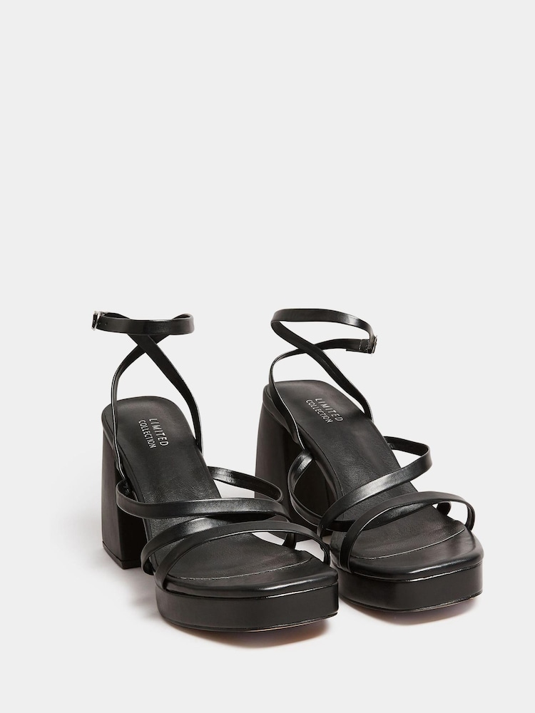 Yours Curve Black Extra Wide Fit Wide Fit Chunky Platform Strappy Sandal - Image 2 of 5
