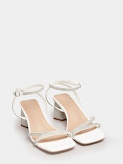 Yours Curve White Wide FIt Extra Wide Fit Strappy Sparkle Heel Sandal - Image 2 of 5
