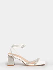 Yours Curve White Wide FIt Extra Wide Fit Strappy Sparkle Heel Sandal - Image 3 of 5