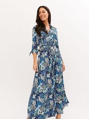 Style Cheat Cobalt Floral Daphne Shirt Dress - Image 1 of 4