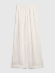 Gap White Crinkle Gauze Wide Leg Cotton Trousers - Image 6 of 6