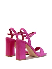 Linzi Hot Pink Faux Suede Beverley Square Toe Block Heeled Sandal - Image 4 of 4