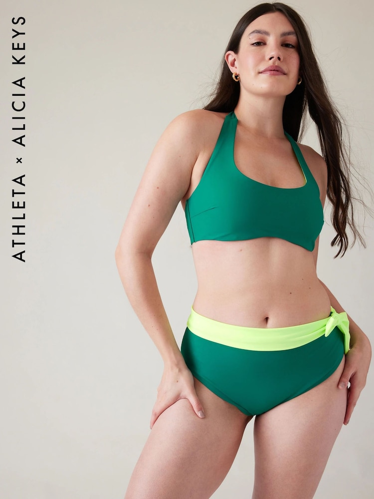 Athleta Green Alicia Keys Daybreak Halter Bikini Top - Image 1 of 4