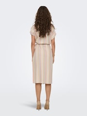 ONLY Cream Stripe Shirt Dress Contains Linen - Image 3 of 5