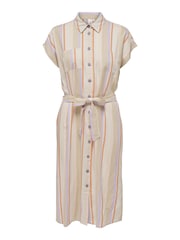 ONLY Cream Stripe Shirt Dress Contains Linen - Image 5 of 5