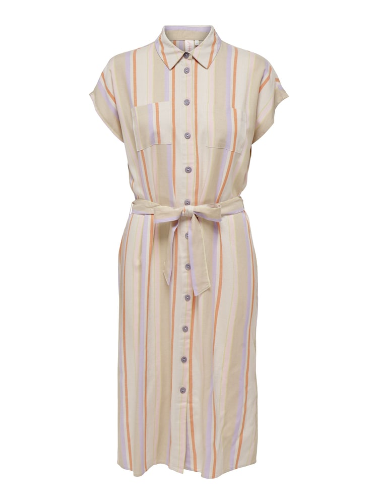 ONLY Cream Stripe Shirt Dress Contains Linen - Image 5 of 5