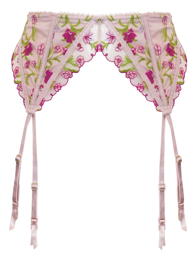 Pour Moi Soft Pink India Embroidery Deep Suspender - Image 4 of 4