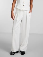 PIECES White High Waisted Wide Leg Trousers - Image 1 of 5