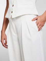 PIECES White High Waisted Wide Leg Trousers - Image 4 of 5
