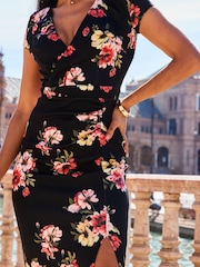 Sosandar Geblümtes Scuba-Kleid mit V-Ausschnitt - Bild 4 von 5